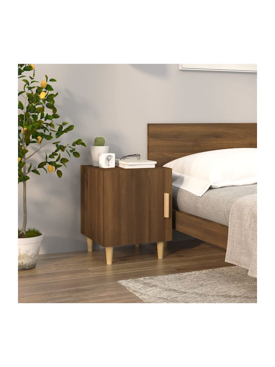 Wooden Bedside Table Brown Oak 40x40x50cm