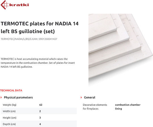 Kratki Termotec Nadia P BS G Ceramic Plates Set for Energy Fireplace