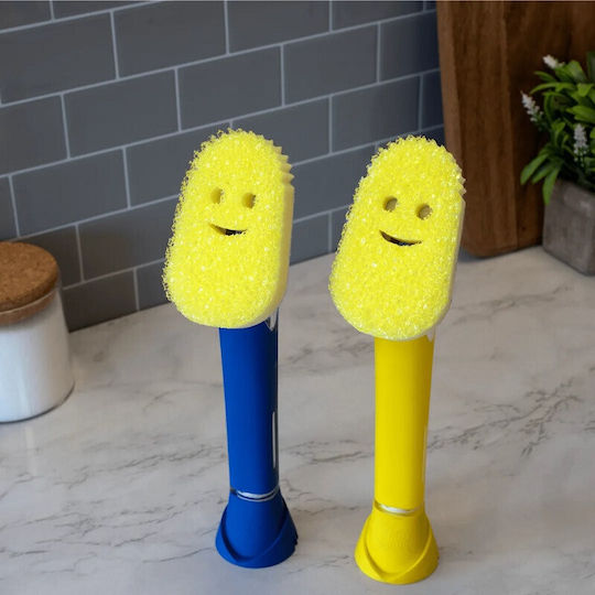 Scrub Daddy Kitchen Sponge for Dishes Yellow with Handle Dish Wand