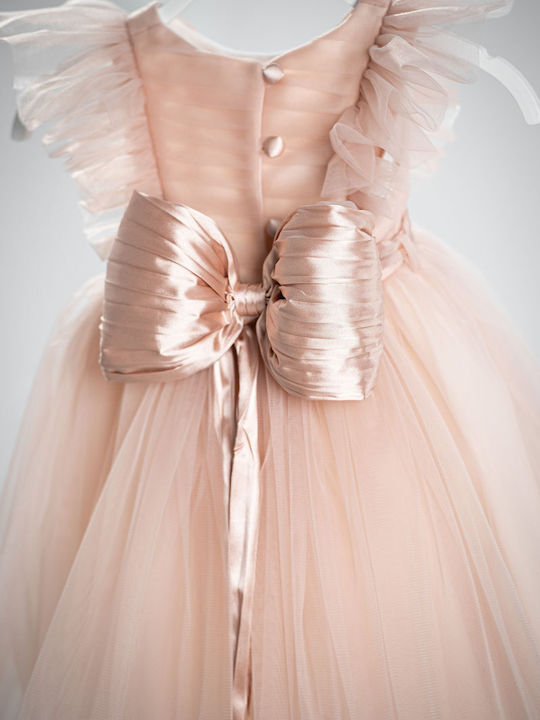 Vinte li Rosa Taufset Kleidung mit Haar-Accessoires & Kleid aus Tüll 2Stück