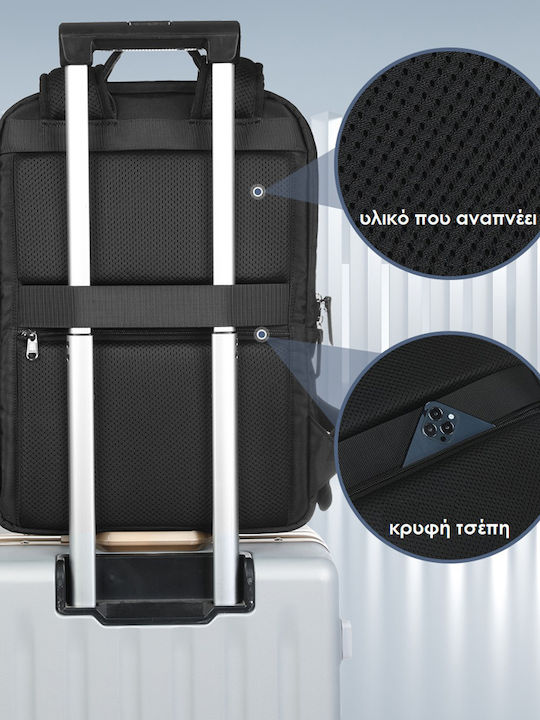 Tigernu Τσάντα Πλάτης για Laptop 15.6" με Θύρα USB σε Μαύρο χρώμα T-B9121