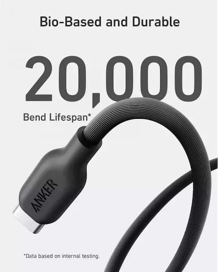 Anker Bio Braided USB 2.0 Cable USB-C male - USB-C male 100W Black 0.9m (A80E1G11)