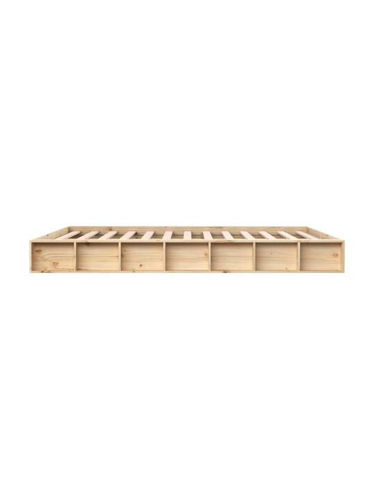 King Size Bed Base Wooden Brown with Slats for Mattress 180x200cm