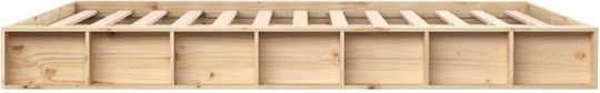 King Size Bed Base Wooden Brown with Slats for Mattress 180x200cm