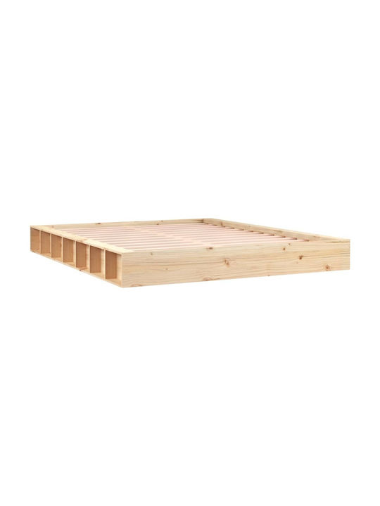 King Size Bed Base Wooden Brown with Slats for Mattress 180x200cm