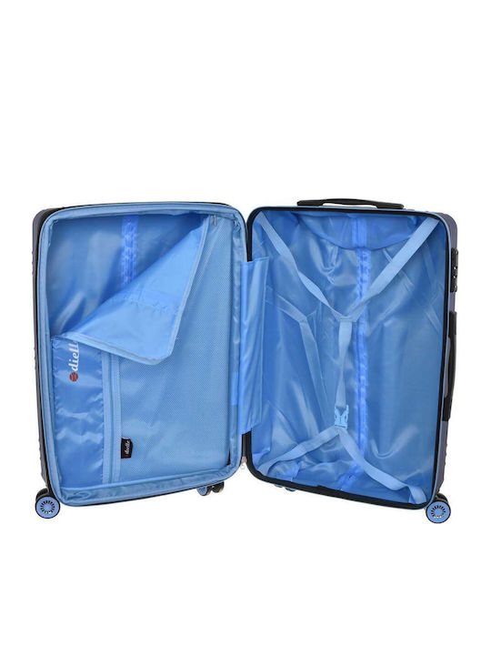 Dielle 130/70 Large Travel Suitcase Hard Blue with 4 Wheels Height 75cm