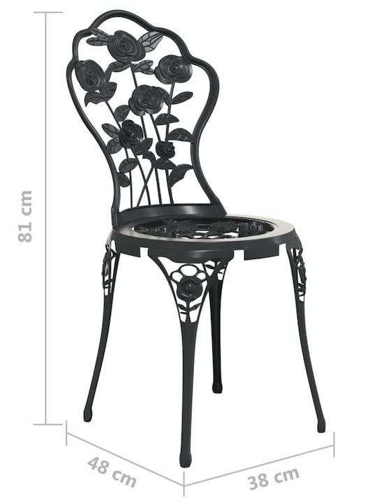 Scaun de exterior Aluminiu Negru 2buc 41x49x81.5cm