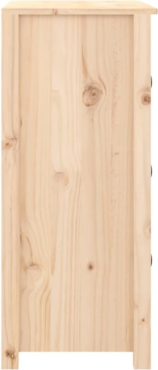 Chest of Drawers of Solid Wood with 3 Drawers 70x35x80cm