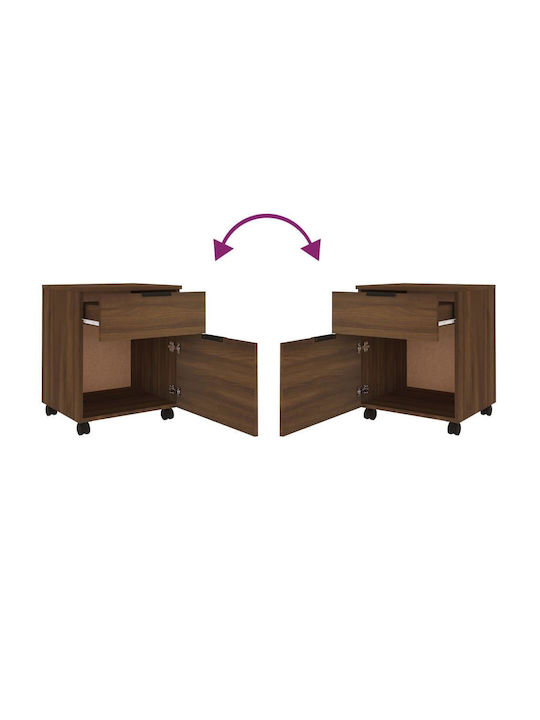 Office Storage Chipboard Cabinet With Wheels & Drawers Walnut L45xW38xH54cm
