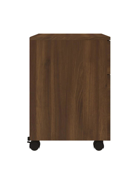 Office Storage Chipboard Cabinet With Wheels & Drawers Walnut L45xW38xH54cm