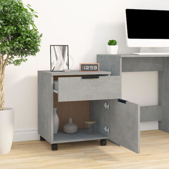 Cabinet De Birou Din Lemn Cu Roți Gri Beton 45x38x54cm