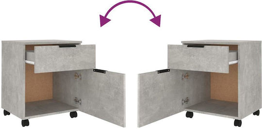 Cabinet De Birou Din Lemn Cu Roți Gri Beton 45x38x54cm
