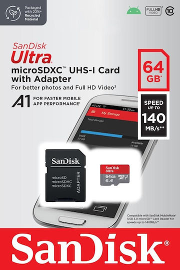 Sandisk Ultra microSDXC 64GB Class 10 U1 A1 UHS-I