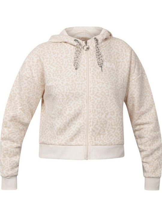 Nile Kurzgeschnitten Damen Sweatshirtjacke Kapuzen Ecru