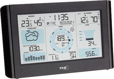 TFA Weather Pro Wireless Digital Weather Station Tabletop Black