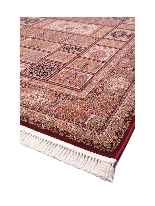 Viokarpet Oriental Silk 23R Rug Rectangular with Fringes Red