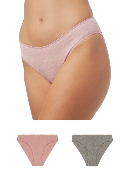 Minerva Дамско Slip 2Pack Pink/Grey Melange