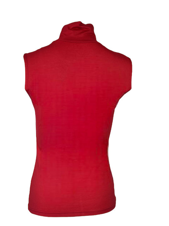 Women's Sleeveless Turtleneck T-Shirt Red