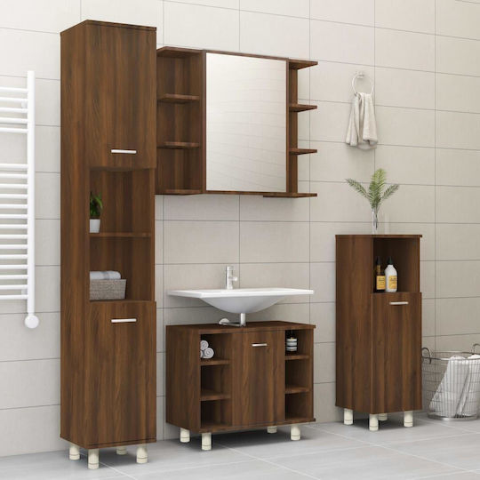 vidaXL Στήλη Μπάνιου Τοίχου Μ30xΒ30xΥ95cm Δρυς