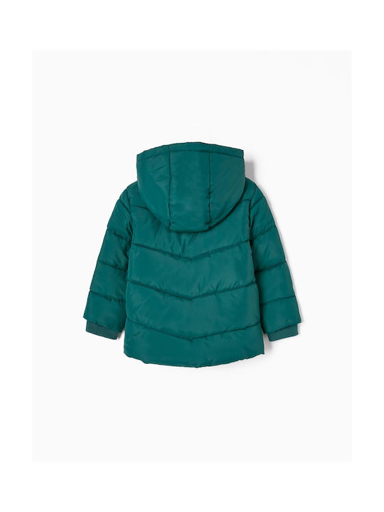 Zippy Kids Quilted Jacket short with Lining & Protection Hood Green