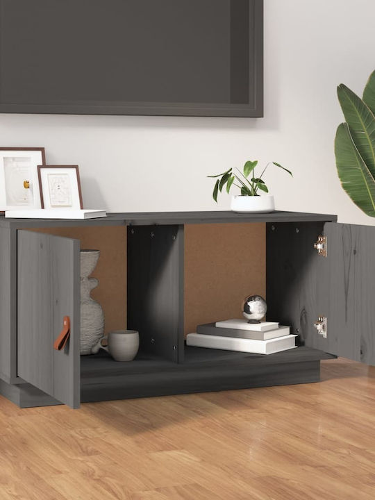 vidaXL TV-Ständer aus Massivholz Grau M80xT34xH40cm