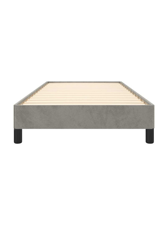 Single Bed Mattress Base Upholstered with Fabric Light Gray for 100x200cm Mattress