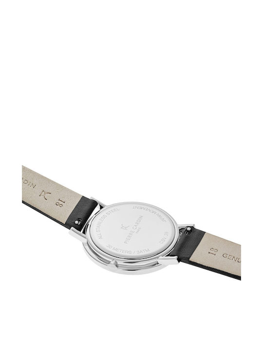 Pierre Cardin Women's Watch with Black Leather Strap