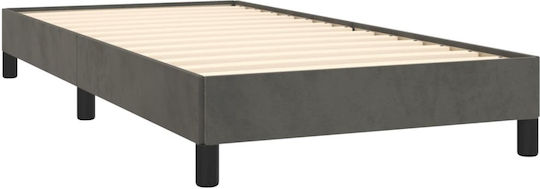 Suport Pat Single Tapițat cu Material Gri Închis pentru Saltea 100x200cm