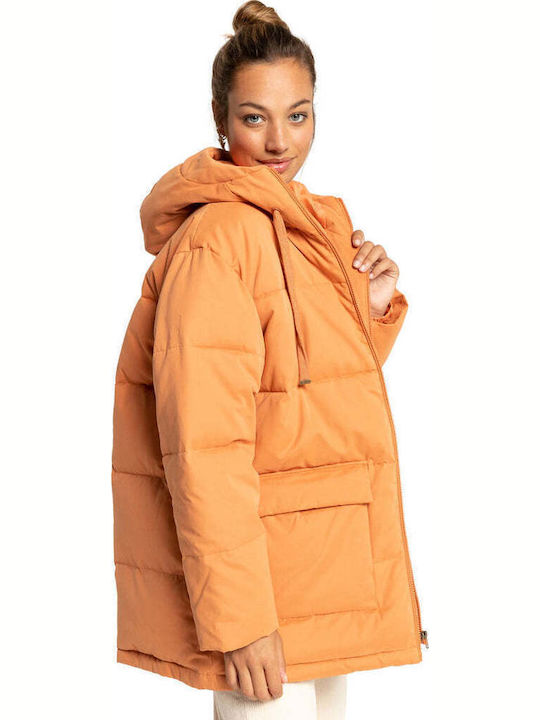 Mad for You Μακρύ Γυναικείο Puffer Μπουφάν για Χειμώνα Desert Clay