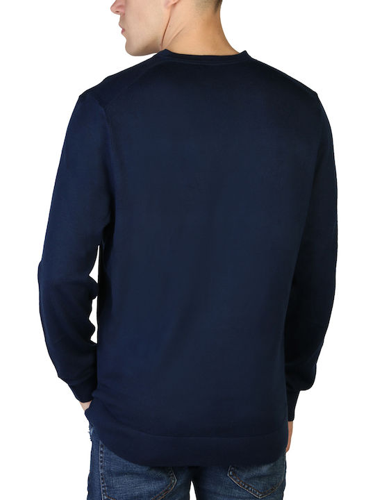 Calvin Klein Herren Langarm-Pullover mit V-Ausschnitt Marineblau