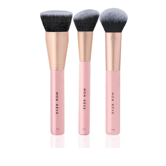 Mon Reve Set with Makeup Brushes made of Synthetic Hair Complexion 3pcs