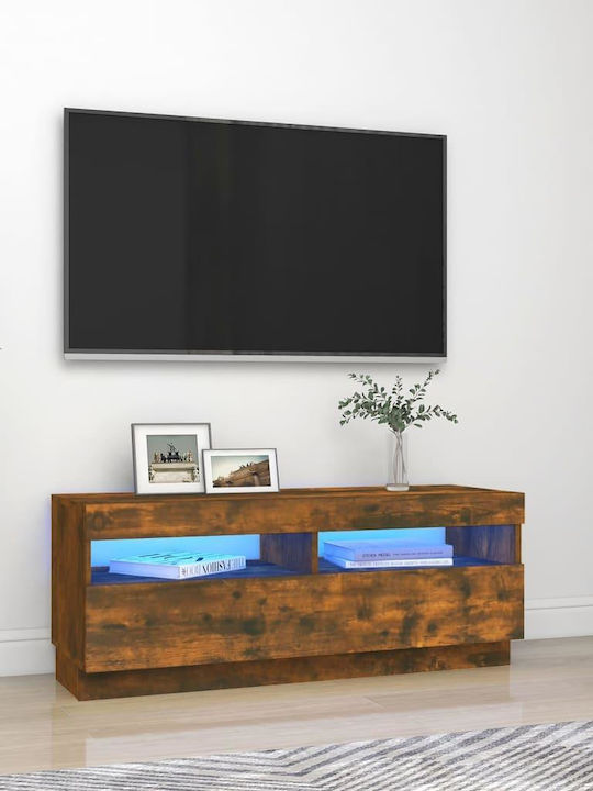 Particle Board TV Furniture with LED Lighting Walnut L100xW35xH40cm