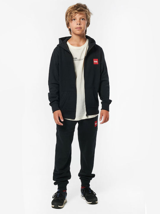 Kids Sweatshirt Cardigan with Hood and Pockets Black