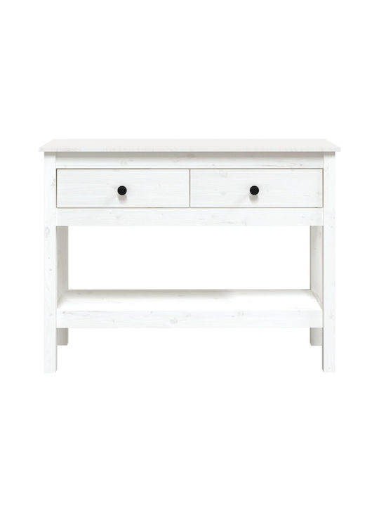Solid Wood Console Table White L100xW35xH75cm