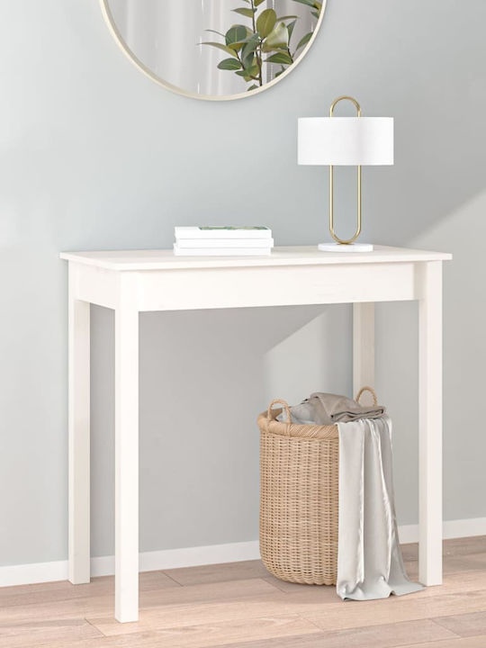 Solid Wood Console Table White L80xW40xH75cm