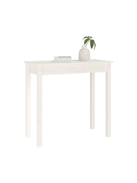 Solid Wood Console Table White L80xW40xH75cm