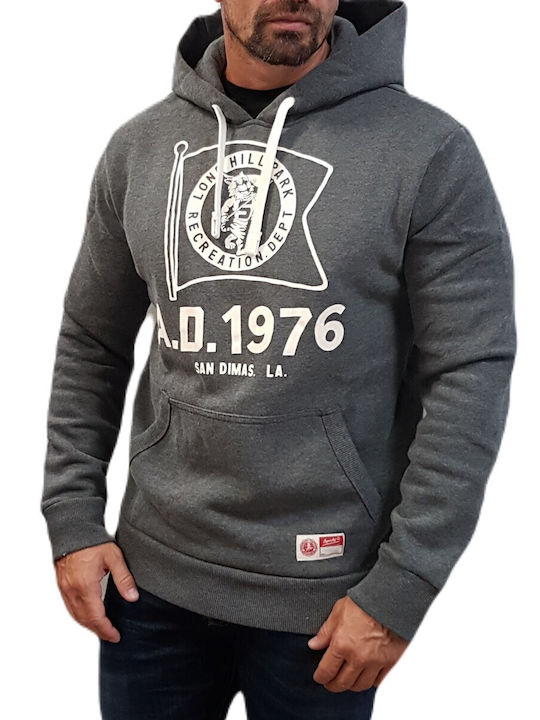 Superdry Vintage Athletic Men's Sweatshirt with Hood and Pockets Rich Charcoal Marl