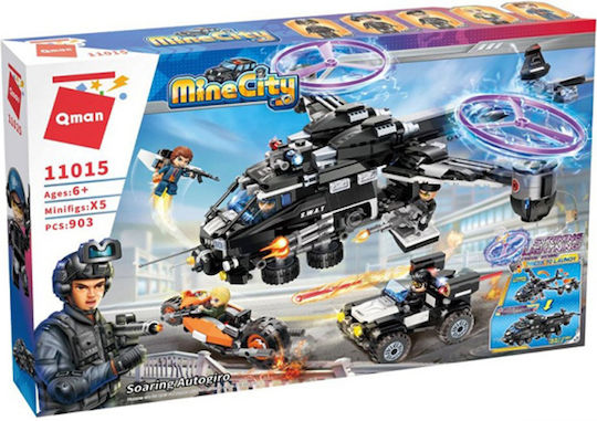 Qman Building Blocks Police Soaring Autogiro For 6+ Years 903 Pieces