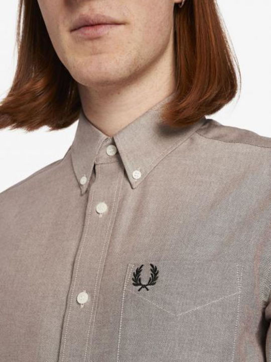 Fred Perry Men's Shirt Long Sleeve Cream
