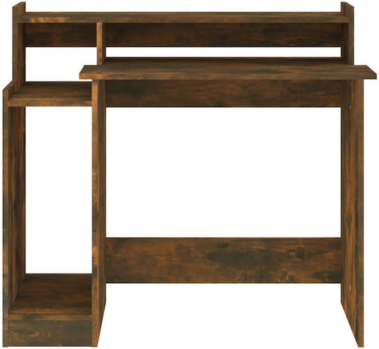 Computer Office Wooden Smoky Oak with LED & USB ports 97x45x90cm