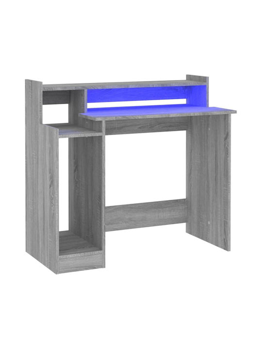 Γραφείο Υπολογιστή Ξύλινο Γκρι Sonoma με LED & USB θύρες 97x45x90εκ.
