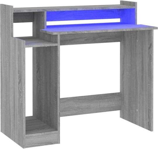 Computer Büro Holz Grey Sonoma mit LED & USB-Anschlüssen 97x45x90cm