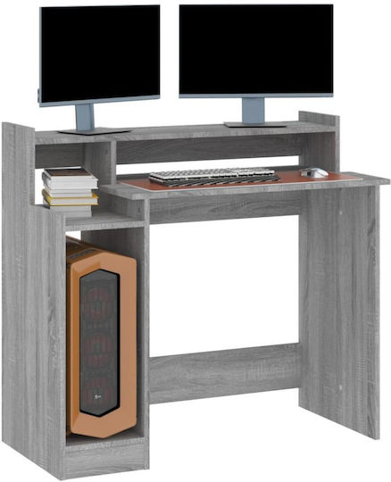 Computer Büro Holz Grey Sonoma mit LED & USB-Anschlüssen 97x45x90cm