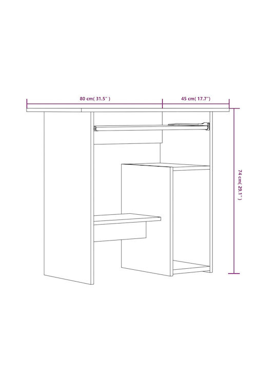 Γραφείο Ξύλινο Γκρι Sonoma 80x45x74εκ.