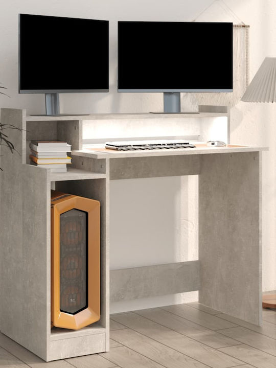 Computer Büro Holz Grey Concrete mit LED & USB-Anschlüssen 97x45x90cm