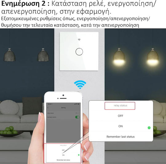MOES Χωνευτός Διακόπτης Τοίχου Αφής Wi-Fi Διπλός με Πλαίσιο Χρυσός