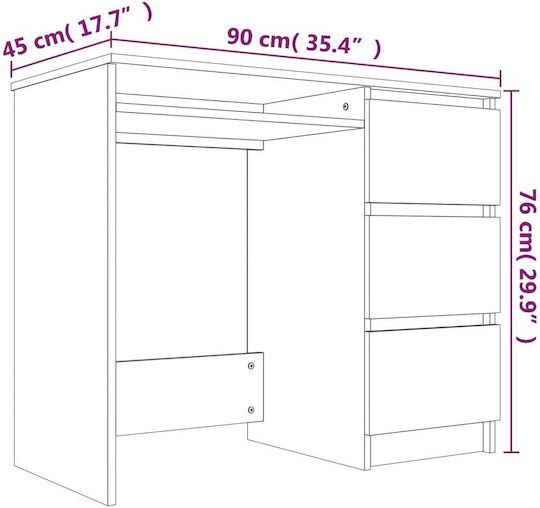 Desk Wooden Grey Sonoma 90x45x76cm