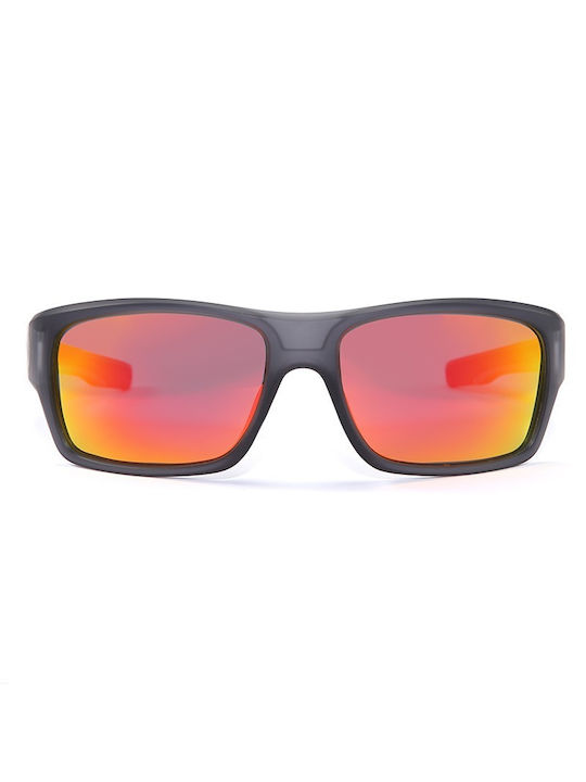 Enzo Men's Sunglasses with Black Acetate Frame and Orange Polarized Mirrored Lenses PTE2120 C2