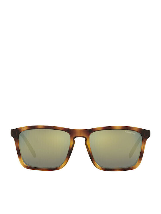 Herren Sonnenbrille mit Braun Schildkröte Kunststoff Gestell und Grün Spiegel Linse