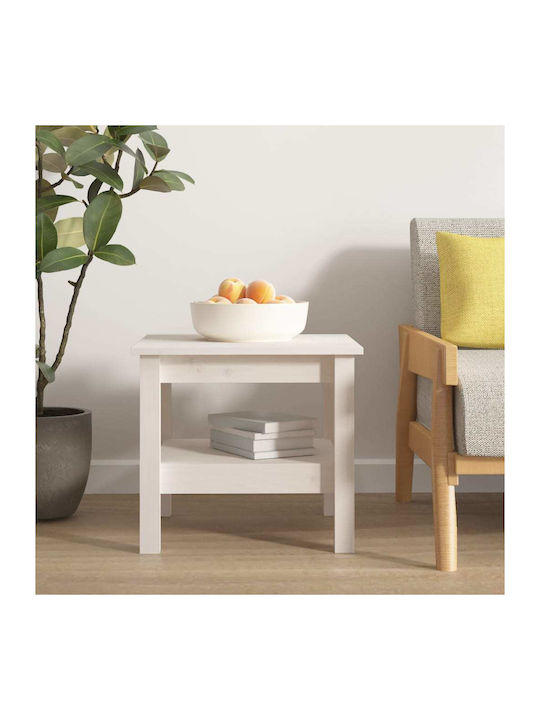 Square Solid Wood Side Table White L45xW45xH40cm